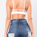 Sexy High Waist Hollow-out Dark Blue Denim Skinny Shorts Sexy High Waist Hollow-out Dark Blue Denim Skinny Shorts