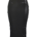 Trendy High Waist Black Leather Sheath Knee Length Skirts Trendy High Waist Black Leather Sheath Knee Length Skirts