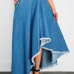 Trendy Asymmetrical Blue Denim Ankle Length Skirts Trendy Asymmetrical Blue Denim Ankle Length Skirts