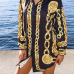 Casual Turndown Collar Printed Black Cotton Blend Mini Shirt Dress(With Belt) Casual Turndown Collar Printed Black Cotton Blend Mini Shirt Dress(With Belt)