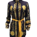 Casual Turndown Collar Printed Black Cotton Blend Mini Shirt Dress(With Belt) Casual Turndown Collar Printed Black Cotton Blend Mini Shirt Dress(With Belt)