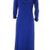  Casual V Neck Blue Milk Fiber Ankle Length Dress