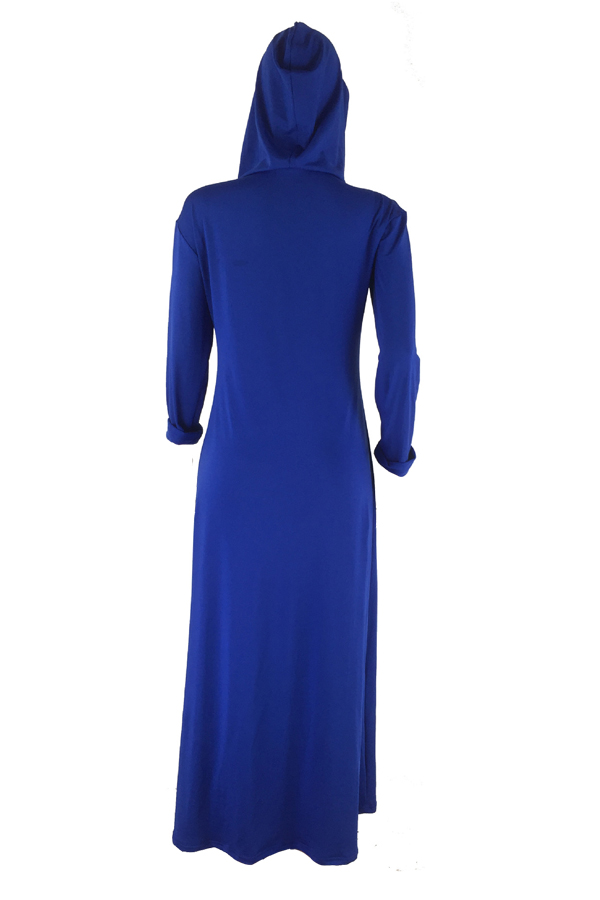  Casual V Neck Blue Milk Fiber Ankle Length Dress