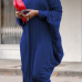 Casual V Neck Hollow-out Blue Polyester Mid Calf Dress Casual V Neck Hollow-out Blue Polyester Mid Calf Dress