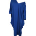 Casual V Neck Hollow-out Blue Polyester Mid Calf Dress Casual V Neck Hollow-out Blue Polyester Mid Calf Dress