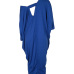 Casual V Neck Hollow-out Blue Polyester Mid Calf Dress Casual V Neck Hollow-out Blue Polyester Mid Calf Dress