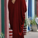 Casual V Neck Hollow-out Wine Red Polyester Mid Calf Dress Casual V Neck Hollow-out Wine Red Polyester Mid Calf Dress
