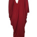 Casual V Neck Hollow-out Wine Red Polyester Mid Calf Dress Casual V Neck Hollow-out Wine Red Polyester Mid Calf Dress
