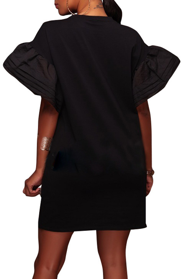  Cotton Blend Casual O neck Cap Sleeve Short Sleeve Sheath Mini Dresses