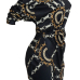 Euramerican Dew Shoulder Chain Printing Black Polyester Sheath Mini Dress Euramerican Dew Shoulder Chain Printing Black Polyester Sheath Mini Dress