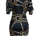 Euramerican Dew Shoulder Chain Printing Black Polyester Sheath Mini Dress Euramerican Dew Shoulder Chain Printing Black Polyester Sheath Mini Dress