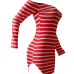Euramerican Dew Shoulder Striped Red-white Milk Fiber Sheath Mini Dress Euramerican Dew Shoulder Striped Red-white Milk Fiber Sheath Mini Dress