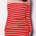 Euramerican Dew Shoulder Striped Red-white Milk Fiber Sheath Mini Dress Euramerican Dew Shoulder Striped Red-white Milk Fiber Sheath Mini Dress