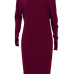 Euramerican Dew Shoulder Wine Red Cotton Blend Sheath Mid Calf Dress Euramerican Dew Shoulder Wine Red Cotton Blend Sheath Mid Calf Dress