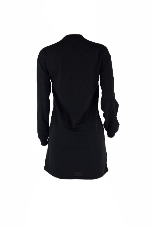  Euramerican Round Neck Portrait Printed Black Polyester Mini Dress