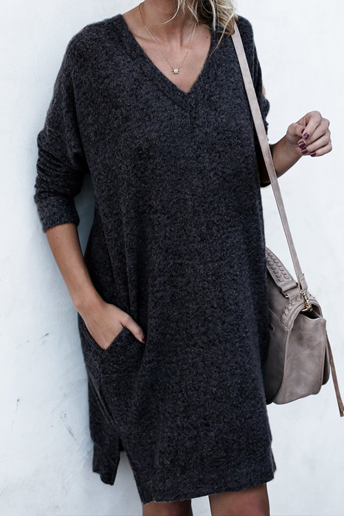  Lazy Afternoon V Neck Mini Dress