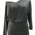 Leisure Dew Shoulder Dark Grey Polyester Dress Leisure Dew Shoulder Dark Grey Polyester Dress