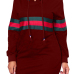 Leisure Hooded Collar Patchwork Wine Red Polyester Mini Dress Leisure Hooded Collar Patchwork Wine Red Polyester Mini Dress