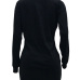 Leisure Round Neck Patchwork Black Polyester Mini Dress Leisure Round Neck Patchwork Black Polyester Mini Dress