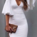 Polyester Sexy V Neck Half Sleeve Sheath Knee Length Dresses Polyester Sexy V Neck Half Sleeve Sheath Knee Length Dresses