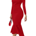 Sexy Bateau Neck Dovetail Shape Design Red Polyester Ankle Length Dress Sexy Bateau Neck Dovetail Shape Design Red Polyester Ankle Length Dress