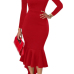 Sexy Bateau Neck Dovetail Shape Design Red Polyester Ankle Length Dress Sexy Bateau Neck Dovetail Shape Design Red Polyester Ankle Length Dress
