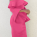 Sexy Bateau Neck Mandarin Sleeves Rose Red Polyester Knee Length Dress Sexy Bateau Neck Mandarin Sleeves Rose Red Polyester Knee Length Dress