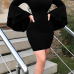 Sexy Bateau Neck Trumpet Sleeves Black Polyester Mini Dress