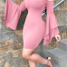  Sexy Bateau Neck Trumpet Sleeves Pink Polyester Mini Dress