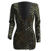 Sexy Deep V Neck Sequins Decoration Gold Polyester Mini Dress