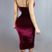 Sexy Hollow-out Wine Red Velvet Sheath Mid Calf Dress Sexy Hollow-out Wine Red Velvet Sheath Mid Calf Dress