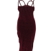 Sexy Hollow-out Wine Red Velvet Sheath Mid Calf Dress Sexy Hollow-out Wine Red Velvet Sheath Mid Calf Dress