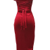 Sexy Lace-up Hollow-out Red Milk Fiber Sheath Knee Length Dress Sexy Lace-up Hollow-out Red Milk Fiber Sheath Knee Length Dress