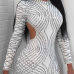 Sexy Round Neck Back Hollow-out Sequins Decoration White Polyester Sheath Mini Dress Sexy Round Neck Back Hollow-out Sequins Decoration White Polyester Sheath Mini Dress