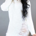 Sexy Round Neck Broken Holes Torn Edges White Polyester Mini Dress Sexy Round Neck Broken Holes Torn Edges White Polyester Mini Dress