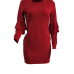  Sexy Round Neck Falbala Design Wine Red Polyester Mini Bodycon Dress