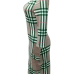 Sexy Round Neck Grid Printed Green Milk Fiber Sheath Knee Length Dress Sexy Round Neck Grid Printed Green Milk Fiber Sheath Knee Length Dress