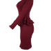 Sexy Round Neck Patchwork Wine Red Polyester Knee Length Dress Sexy Round Neck Patchwork Wine Red Polyester Knee Length Dress