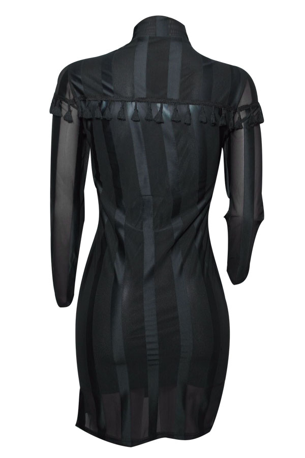  Sexy Round Neck See-Through See-Through Gauze Mini Dress