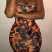 Sexy Spaghetti Strap Sleeveless Camouflage Printed Yellow Polyester Knee Length Dress Sexy Spaghetti Strap Sleeveless Camouflage Printed Yellow Polyester Knee Length Dress