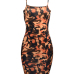 Sexy Spaghetti Strap Sleeveless Camouflage Printed Yellow Polyester Knee Length Dress Sexy Spaghetti Strap Sleeveless Camouflage Printed Yellow Polyester Knee Length Dress