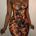 Sexy Spaghetti Strap Sleeveless Camouflage Printed Yellow Polyester Knee Length Dress Sexy Spaghetti Strap Sleeveless Camouflage Printed Yellow Polyester Knee Length Dress