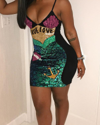 Sexy Spaghetti Strap Sleeveless Sequins Decoration Green Polyester Mini Dress Sexy Spaghetti Strap Sleeveless Sequins Decoration Green Polyester Mini Dress