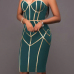 Sexy Spaghetti Strap Sleeveless Striped Printed Green Polyester Sheath Knee Length Dress Sexy Spaghetti Strap Sleeveless Striped Printed Green Polyester Sheath Knee Length Dress