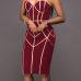 Sexy Spaghetti Strap Sleeveless Striped Printed Wine Red Polyester Sheath Knee Length Dress Sexy Spaghetti Strap Sleeveless Striped Printed Wine Red Polyester Sheath Knee Length Dress