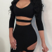  Sexy Turtleneck Hollow-out Black Polyester Mini Dress
