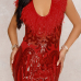 Sexy U Neck Feather And Sequins Decoration Red Polyester Sheath Mini Dress Sexy U Neck Feather And Sequins Decoration Red Polyester Sheath Mini Dress