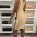  Sexy U Neck Sequins Decoration See-Through Gold Polyester Sheath Mini Dress(Without Briefs)