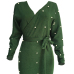 Sexy V Neck Backless Pearl Decoration Green Polyester Mini Bodycon Dress(With Belt) Sexy V Neck Backless Pearl Decoration Green Polyester Mini Bodycon Dress(With Belt)
