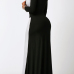  Sexy V Neck Black-white Patchwork Polyester Ankle Length Dress